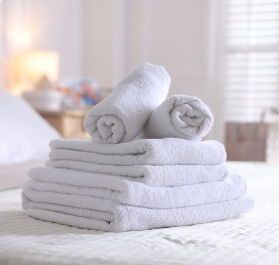Folded white towels