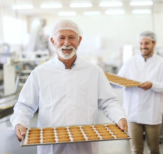 Food manufacturing old man smiley image